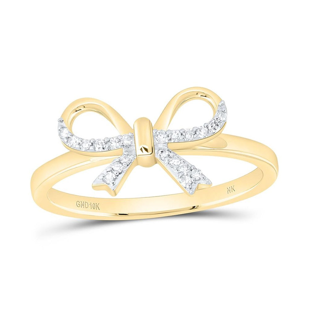 Yellow Gold Round Diamond Ring - 1/12 Carat Total Diamond Weight