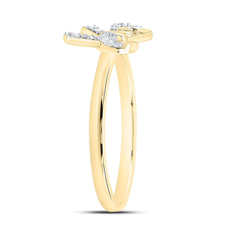 Yellow Gold Round Diamond Ring - 1/12 Carat Total Diamond Weight