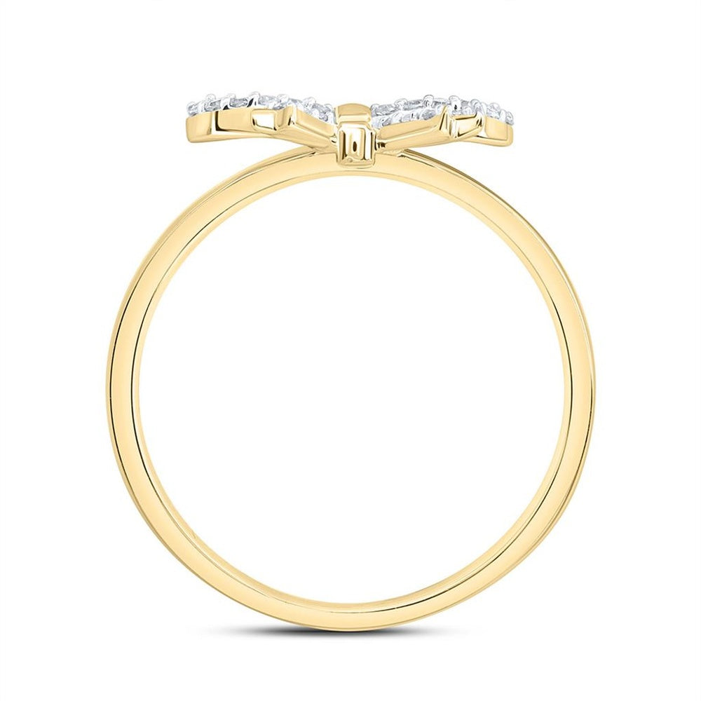 Yellow Gold Round Diamond Ring - 1/12 Carat Total Diamond Weight