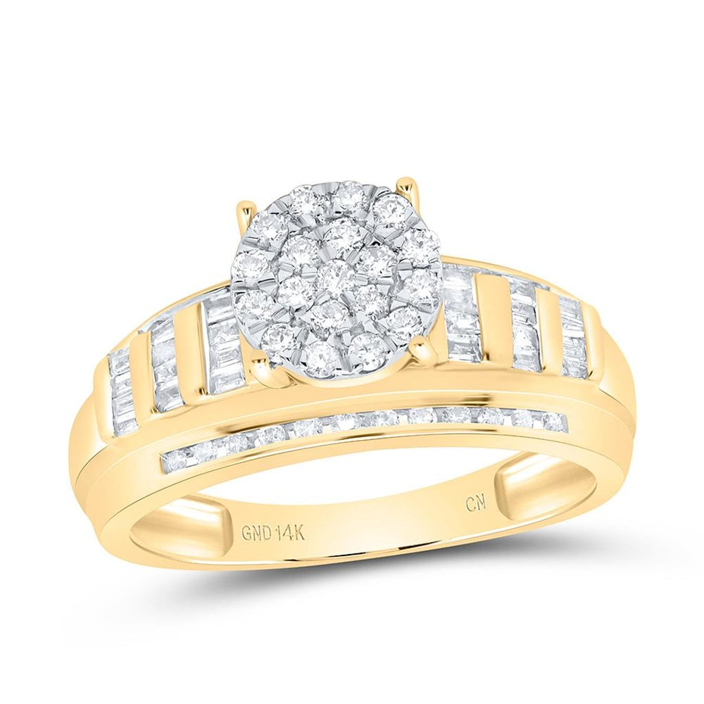 Yellow Gold Round Diamond Ring - 1/2 Carat Total Diamond Weight