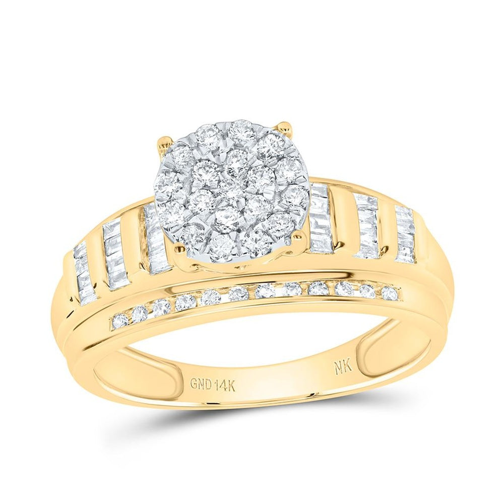 Yellow Gold Round Diamond Ring - 1/2 Carat Total Diamond Weight