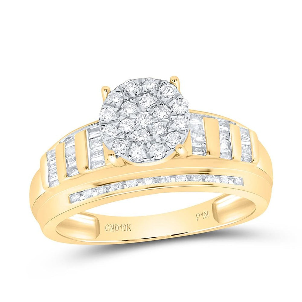 Yellow Gold Round Diamond Ring - 1/2 Carat Total Diamond Weight