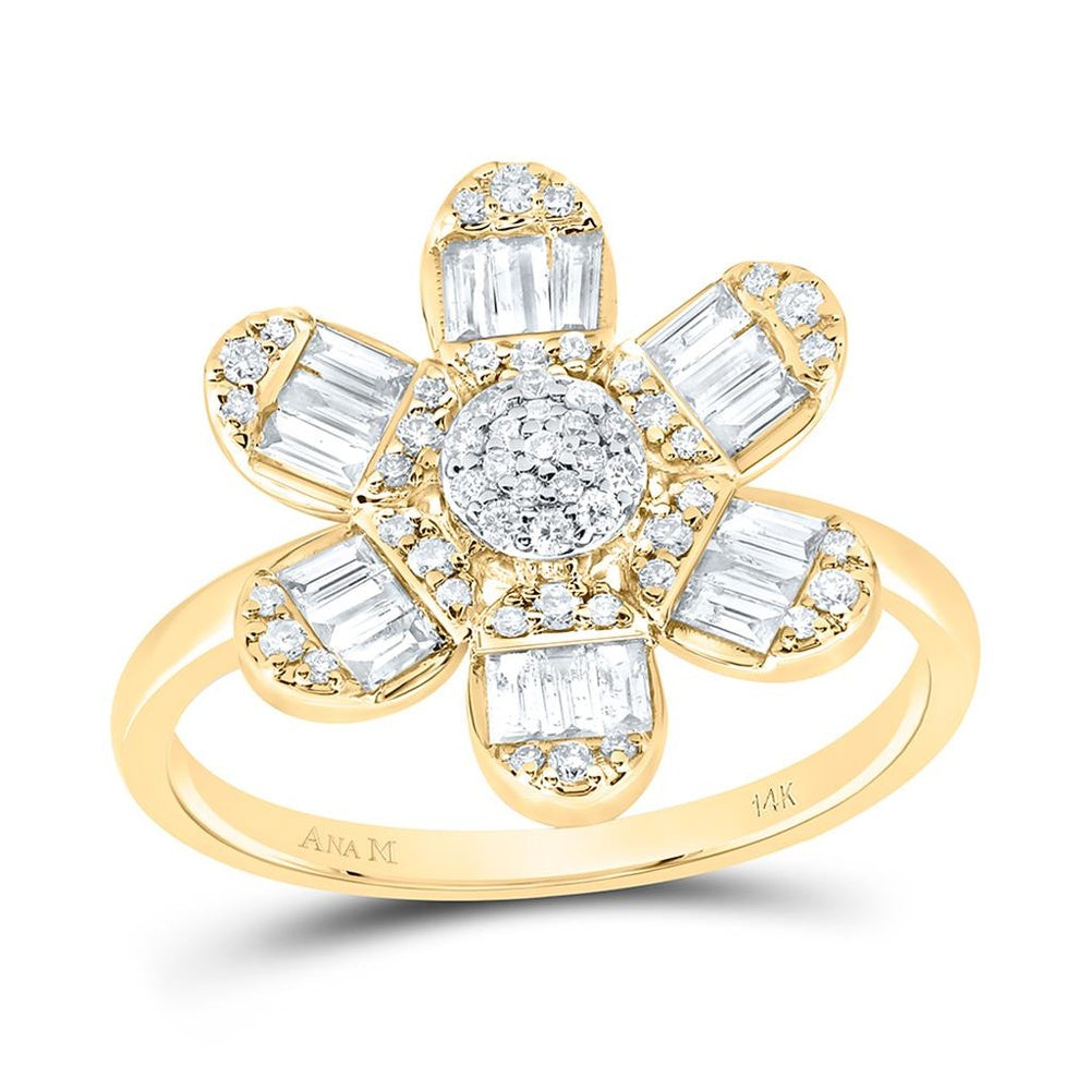 Yellow Gold Round Diamond Ring - 1/2 Carat Total Diamond Weight
