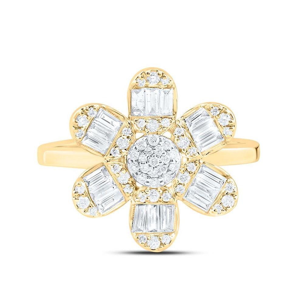 Yellow Gold Round Diamond Ring - 1/2 Carat Total Diamond Weight