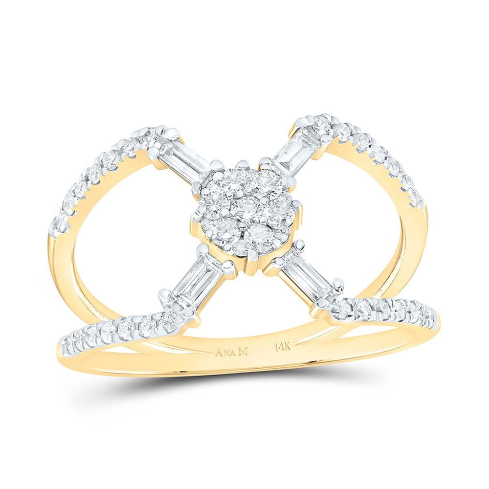 Yellow Gold Round Diamond Ring - 1/2 Carat Total Diamond Weight