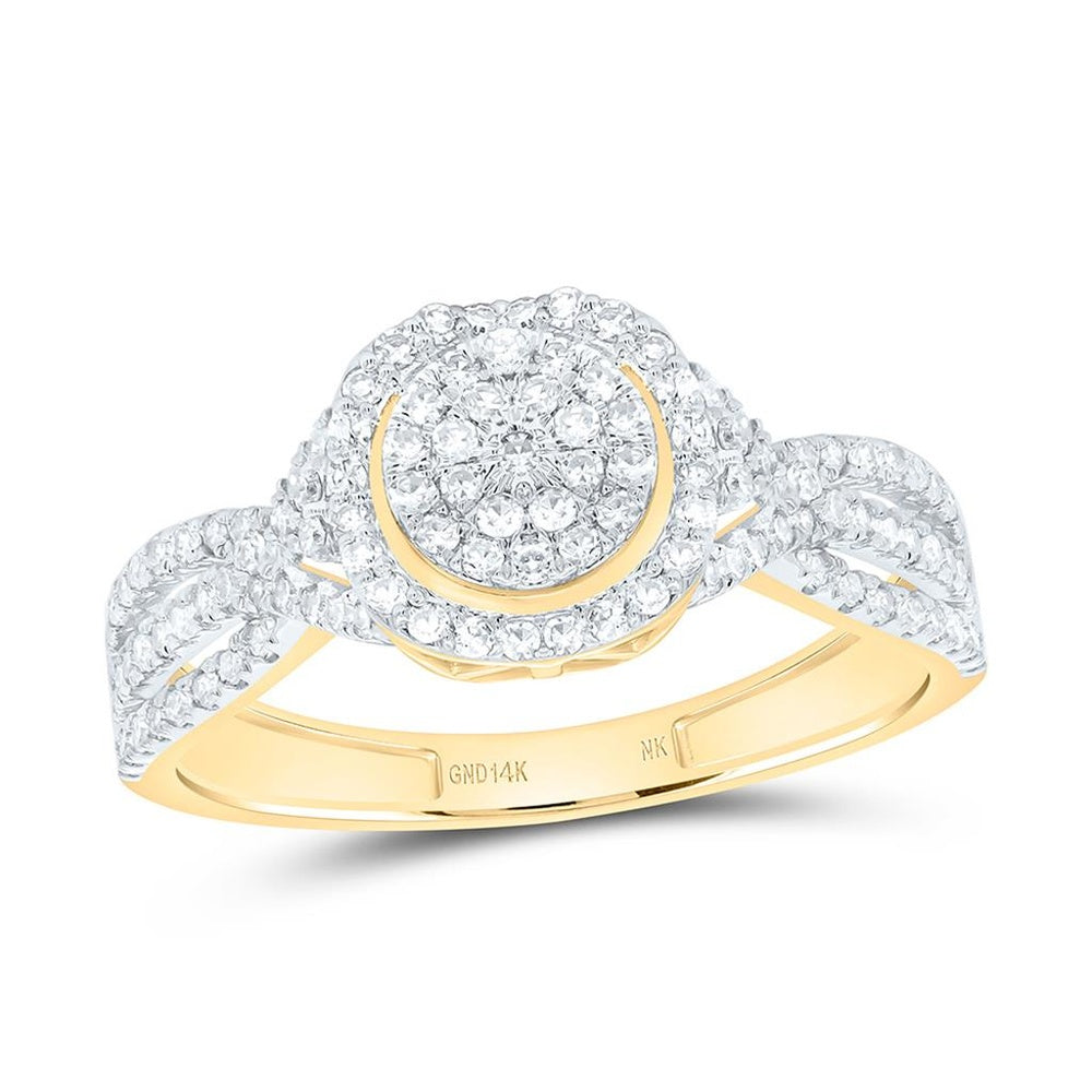 Yellow Gold Round Diamond Ring - 1/2 Carat Total Diamond Weight