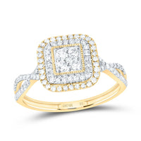 Yellow Gold Round Diamond Ring - 1/2 Carat Total Diamond Weight