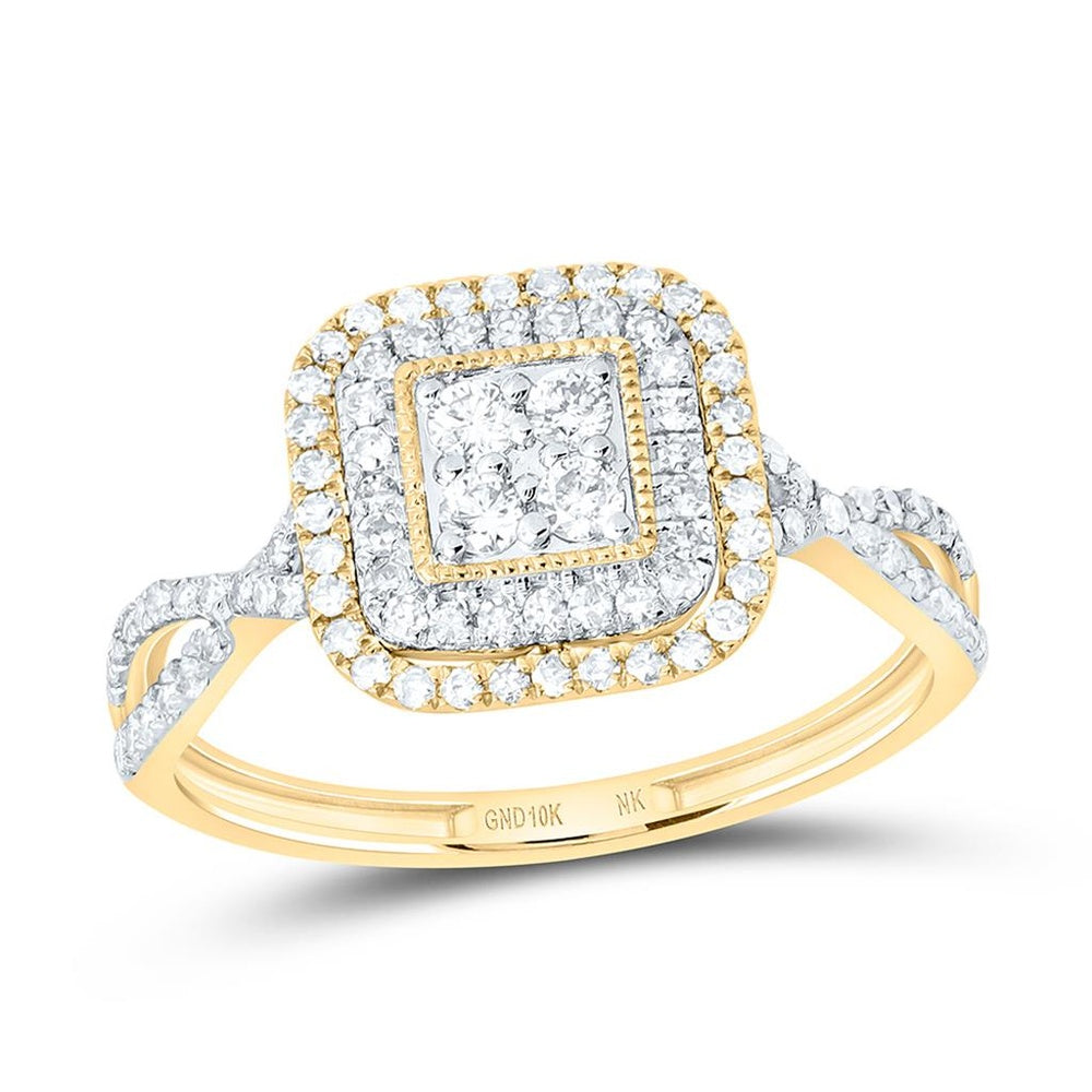 Yellow Gold Round Diamond Ring - 1/2 Carat Total Diamond Weight
