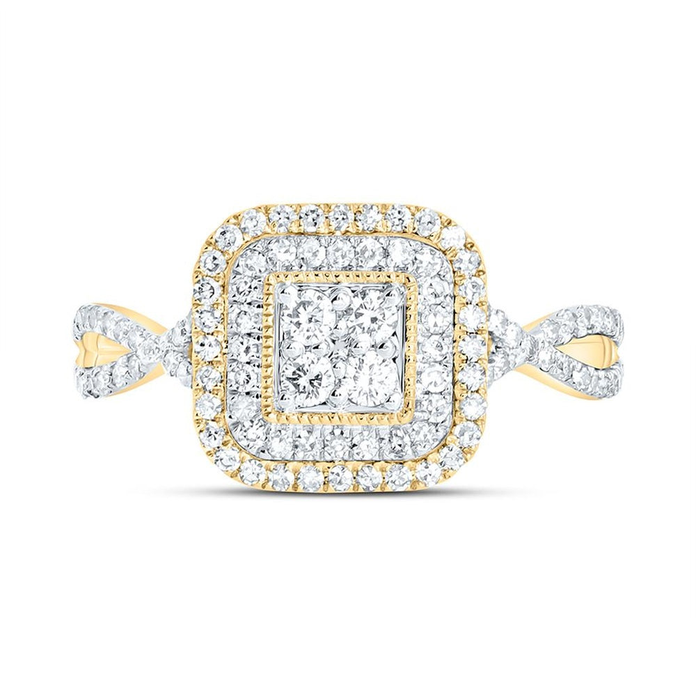 Yellow Gold Round Diamond Ring - 1/2 Carat Total Diamond Weight