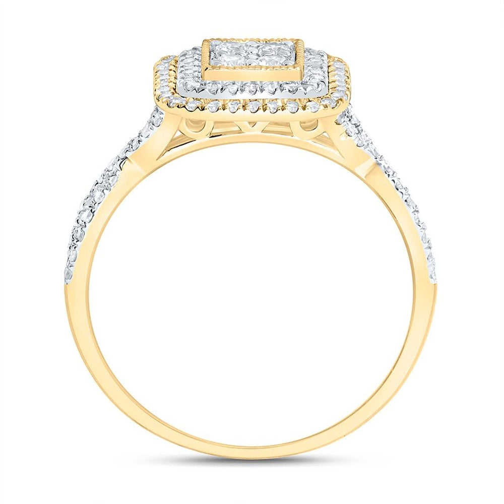Yellow Gold Round Diamond Ring - 1/2 Carat Total Diamond Weight
