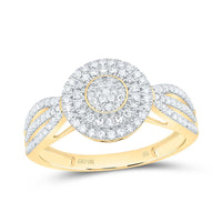 Yellow Gold Round Diamond Ring - 1/2 Carat Total Diamond Weight