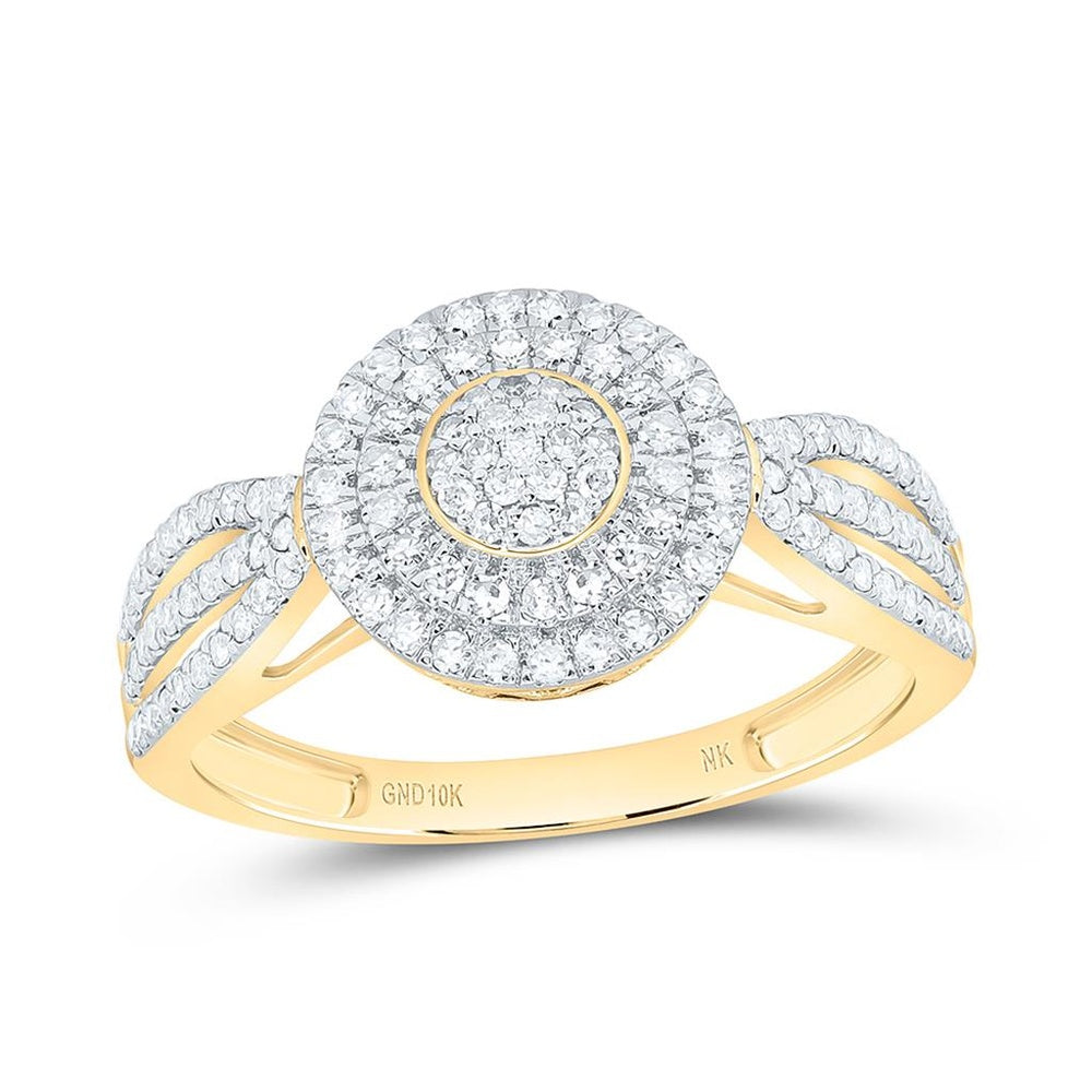 Yellow Gold Round Diamond Ring - 1/2 Carat Total Diamond Weight