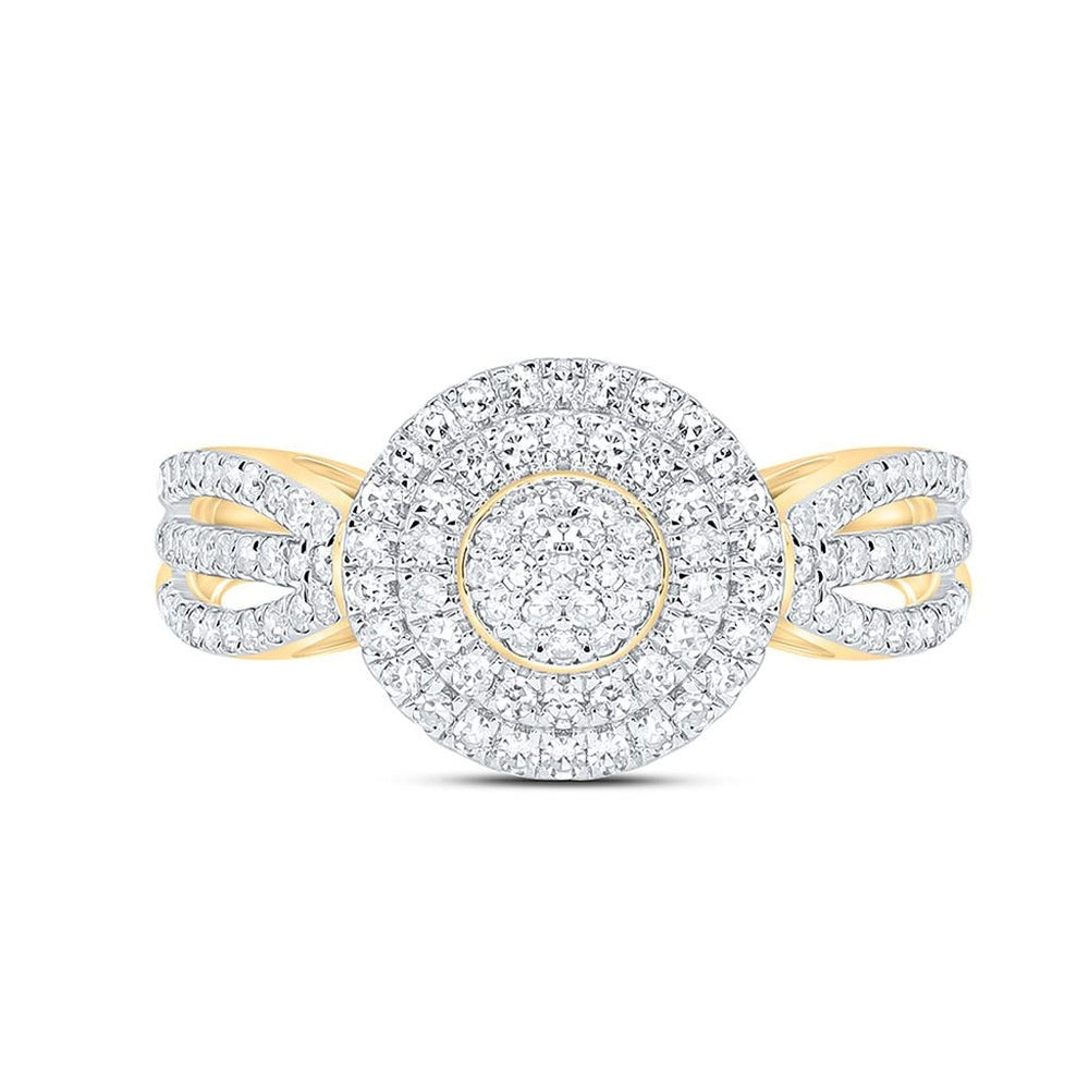 Yellow Gold Round Diamond Ring - 1/2 Carat Total Diamond Weight