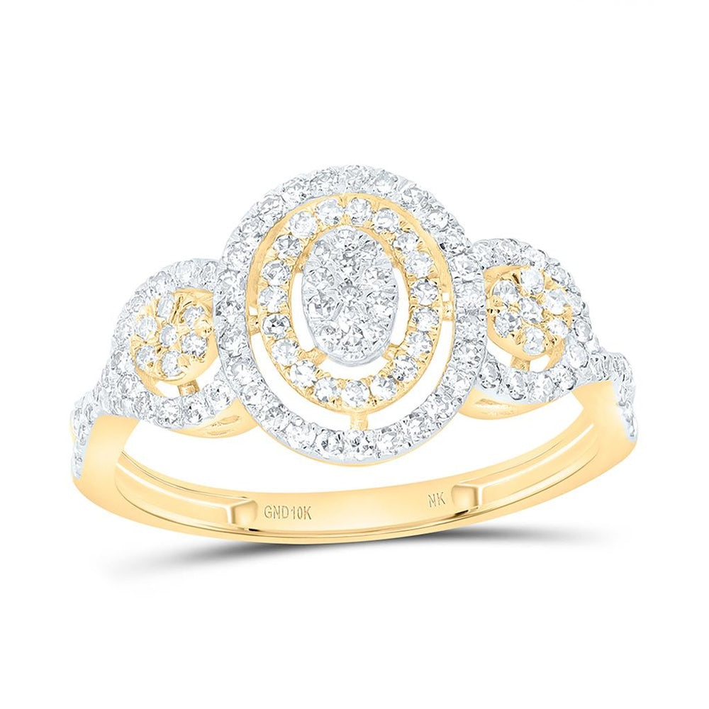 Yellow Gold Round Diamond Ring - 1/2 Carat Total Diamond Weight