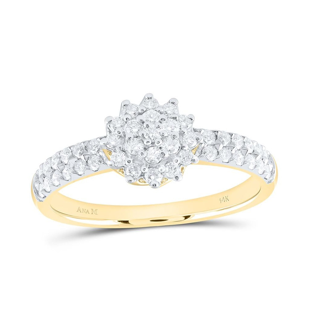 Yellow Gold Round Diamond Ring - 1/2 Carat Total Diamond Weight