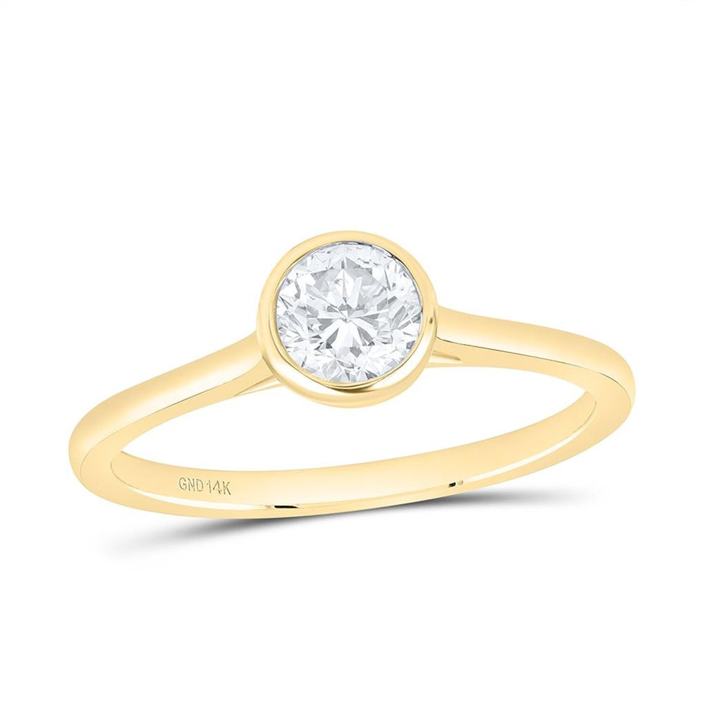 Yellow Gold Round Diamond Ring - 1/2 Carat Total Diamond Weight