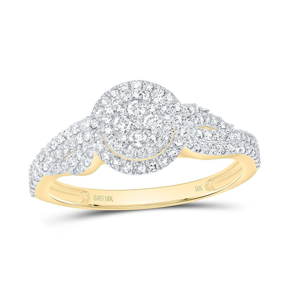 Yellow Gold Round Diamond Ring - 1/2 Carat Total Diamond Weight