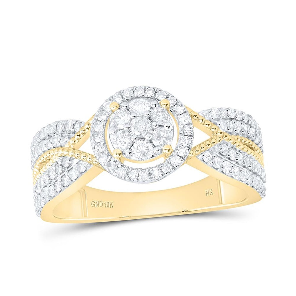 Yellow Gold Round Diamond Ring - 1/2 Carat Total Diamond Weight