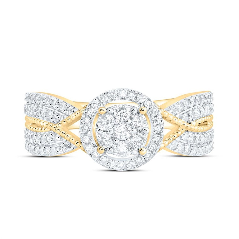 Yellow Gold Round Diamond Ring - 1/2 Carat Total Diamond Weight