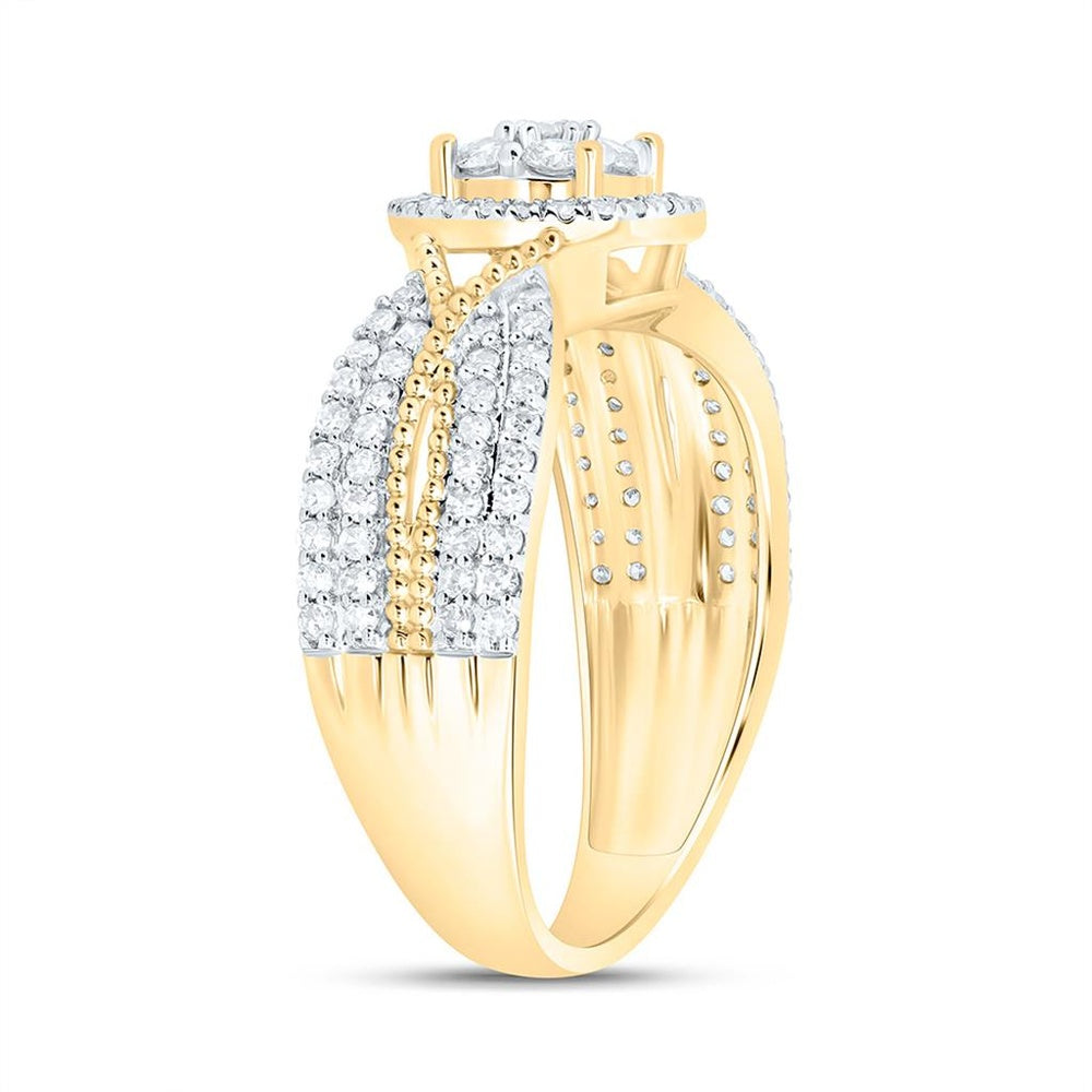 Yellow Gold Round Diamond Ring - 1/2 Carat Total Diamond Weight