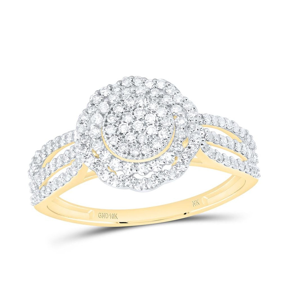 Yellow Gold Round Diamond Ring - 1/2 Carat Total Diamond Weight