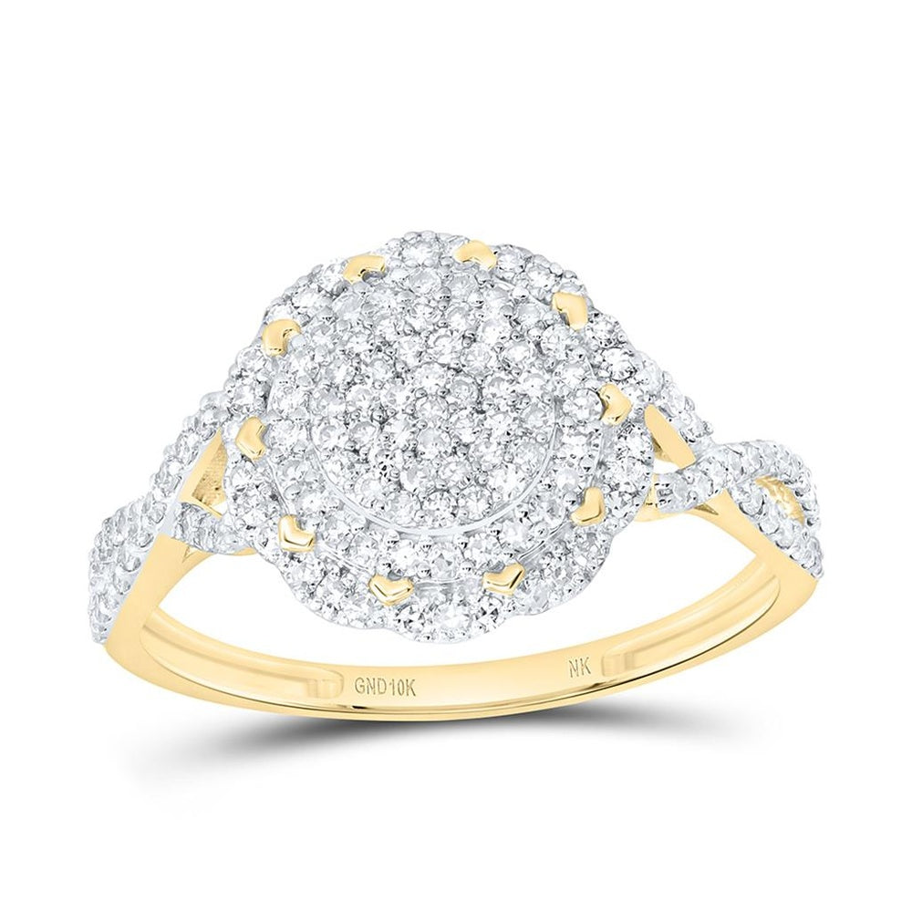 Yellow Gold Round Diamond Ring - 1/2 Carat Total Diamond Weight