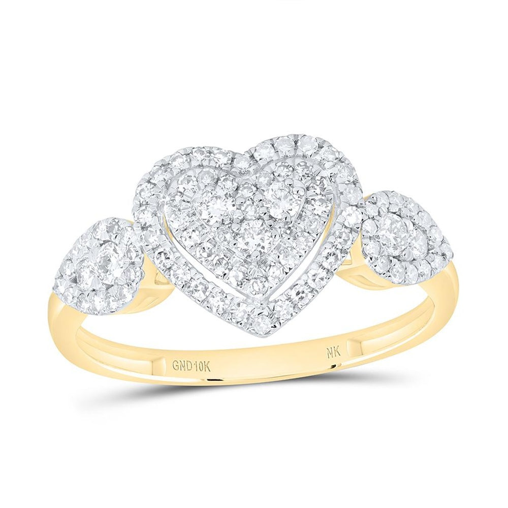 Yellow Gold Round Diamond Ring - 1/2 Carat Total Diamond Weight