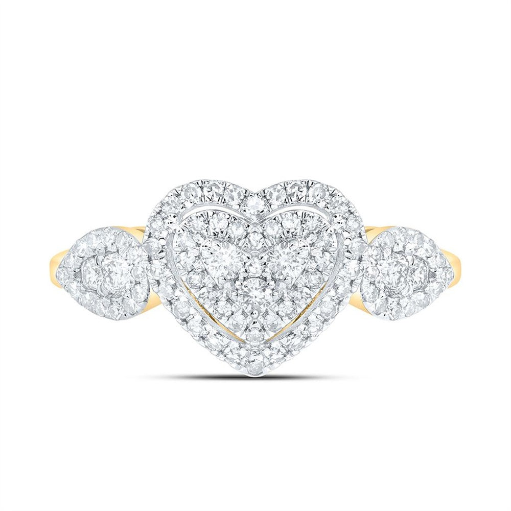Yellow Gold Round Diamond Ring - 1/2 Carat Total Diamond Weight