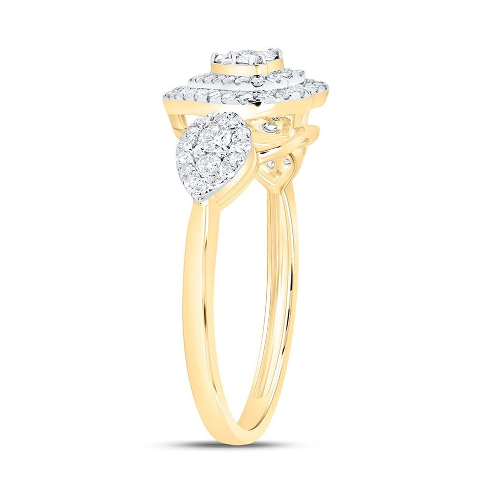 Yellow Gold Round Diamond Ring - 1/2 Carat Total Diamond Weight