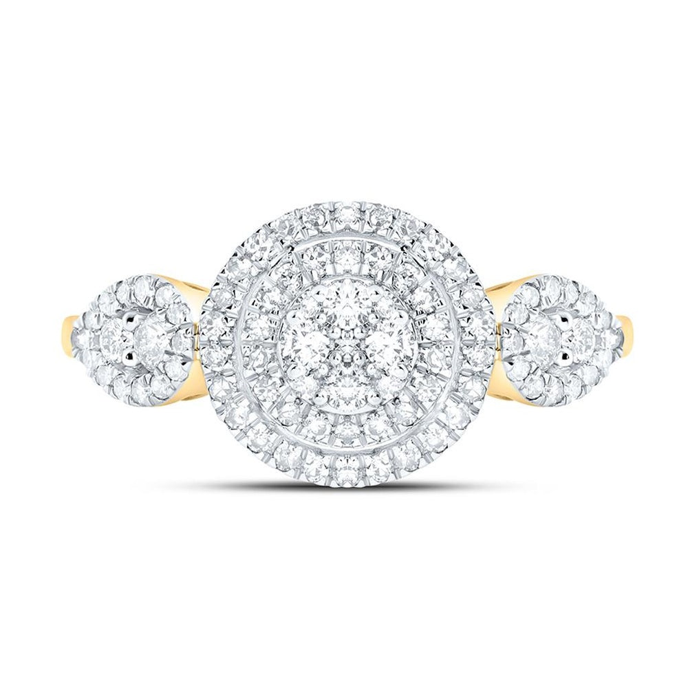 Yellow Gold Round Diamond Ring - 1/2 Carat Total Diamond Weight