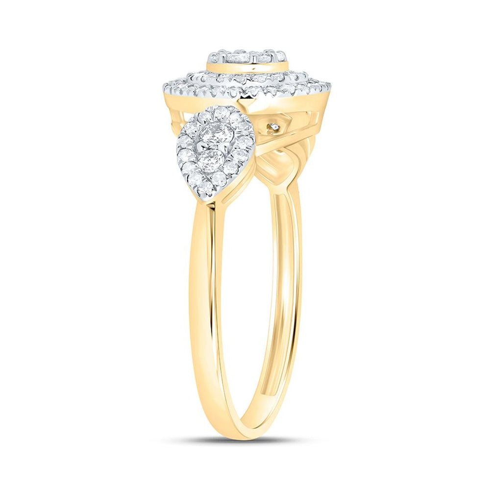 Yellow Gold Round Diamond Ring - 1/2 Carat Total Diamond Weight