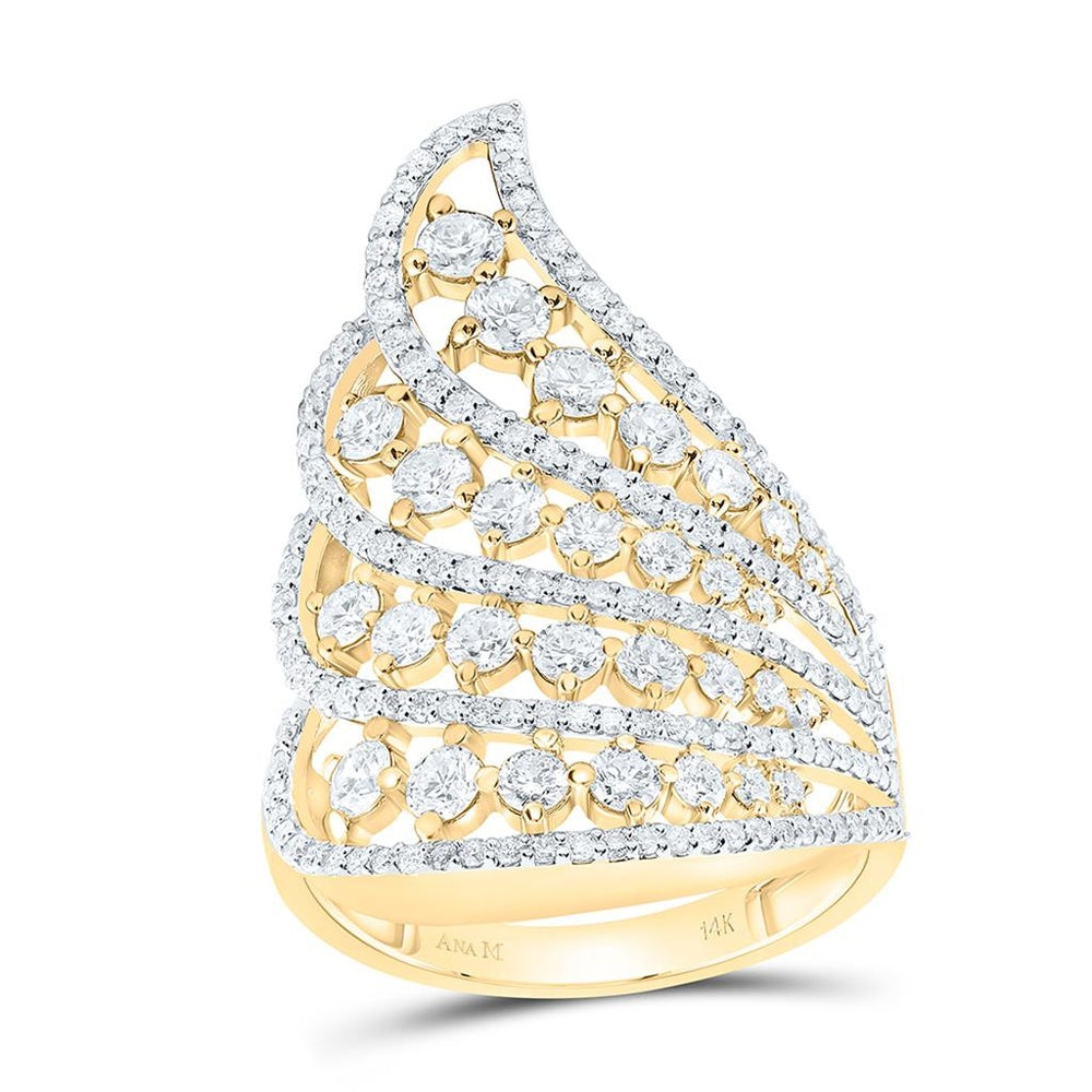 Yellow Gold Round Diamond Ring - 1 3/4 Carat Total Diamond Weight