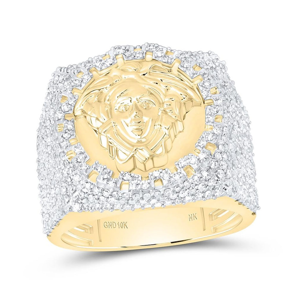 Yellow Gold Round Diamond Ring - 1 3/8 Carat Total Diamond Weight