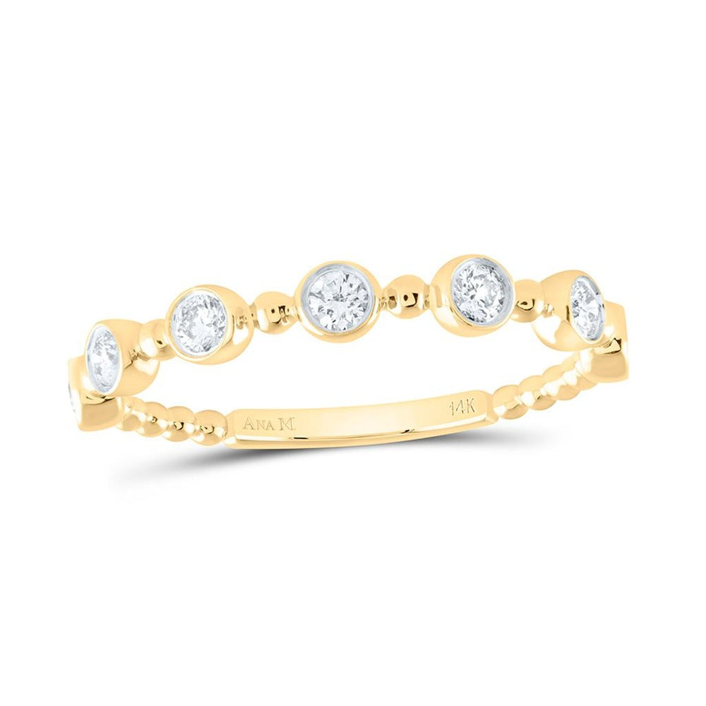 Yellow Gold Round Diamond Ring - 1/3 Carat Total Diamond Weight
