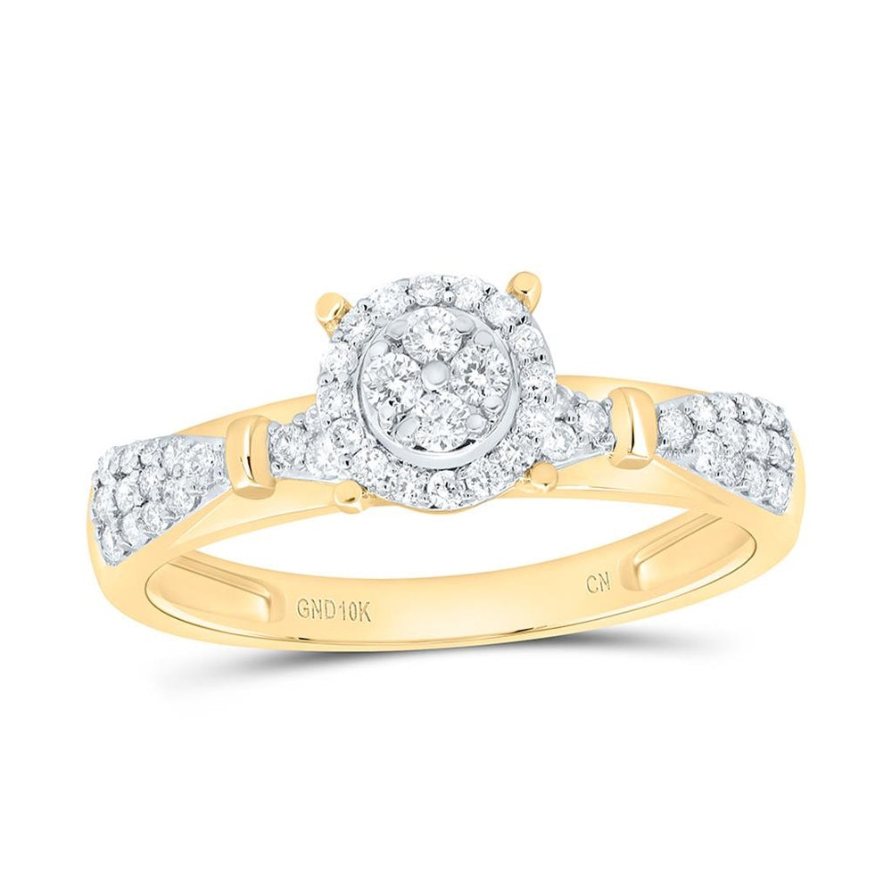 Yellow Gold Round Diamond Ring - 1/3 Carat Total Diamond Weight