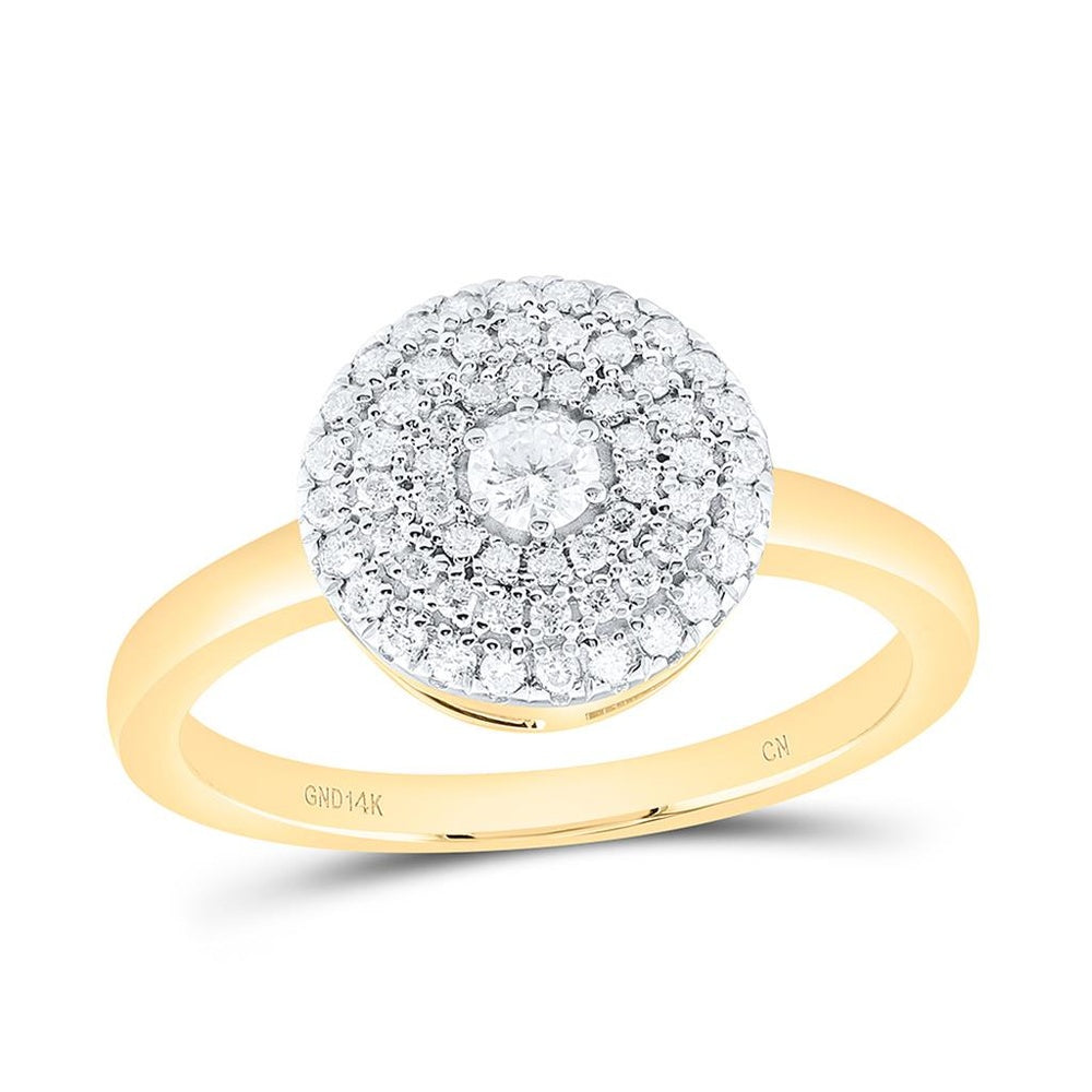 Yellow Gold Round Diamond Ring - 1/3 Carat Total Diamond Weight