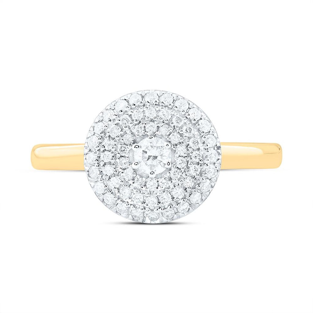 Yellow Gold Round Diamond Ring - 1/3 Carat Total Diamond Weight