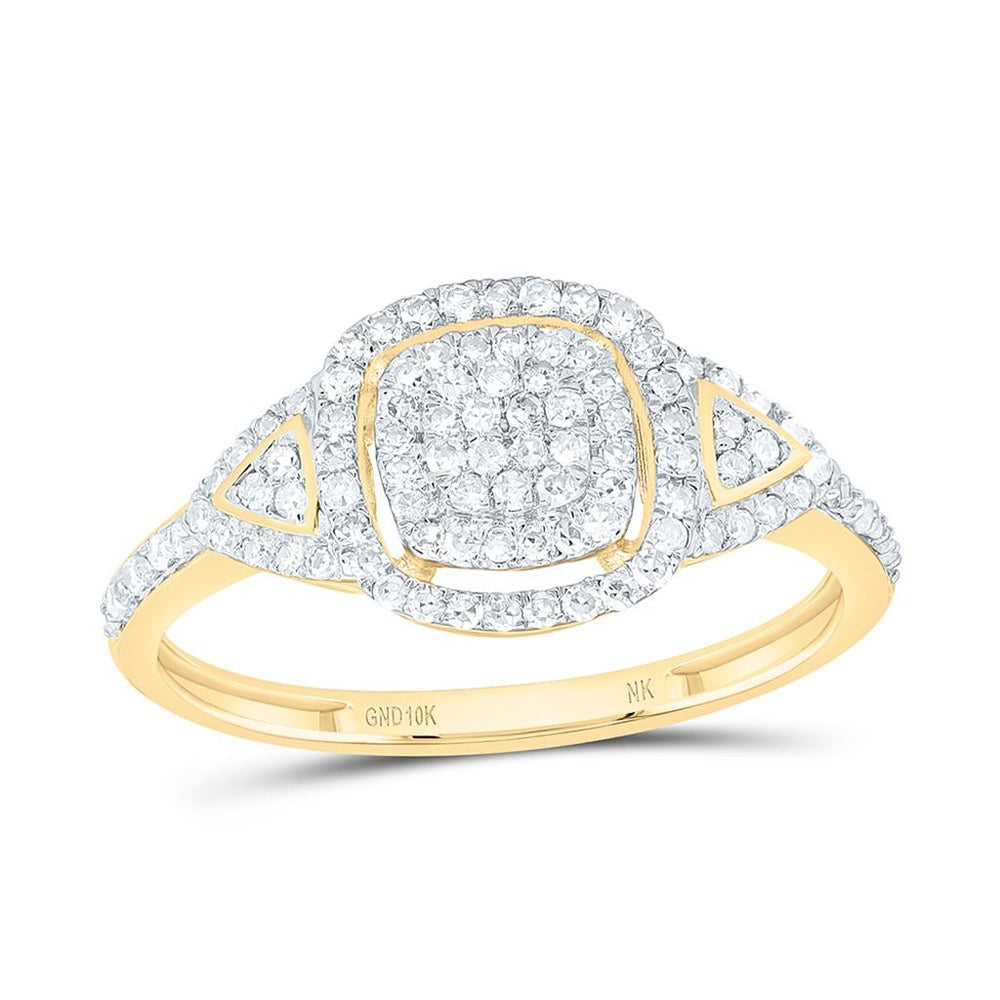 Yellow Gold Round Diamond Ring - 1/3 Carat Total Diamond Weight