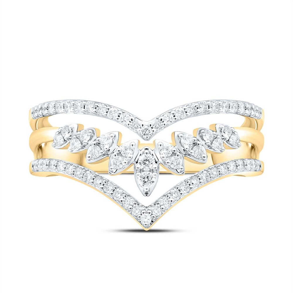 Yellow Gold Round Diamond Ring - 1/3 Carat Total Diamond Weight