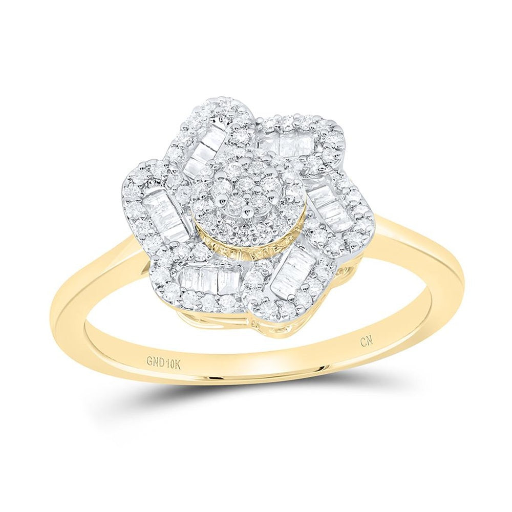 Yellow Gold Round Diamond Ring - 1/3 Carat Total Diamond Weight