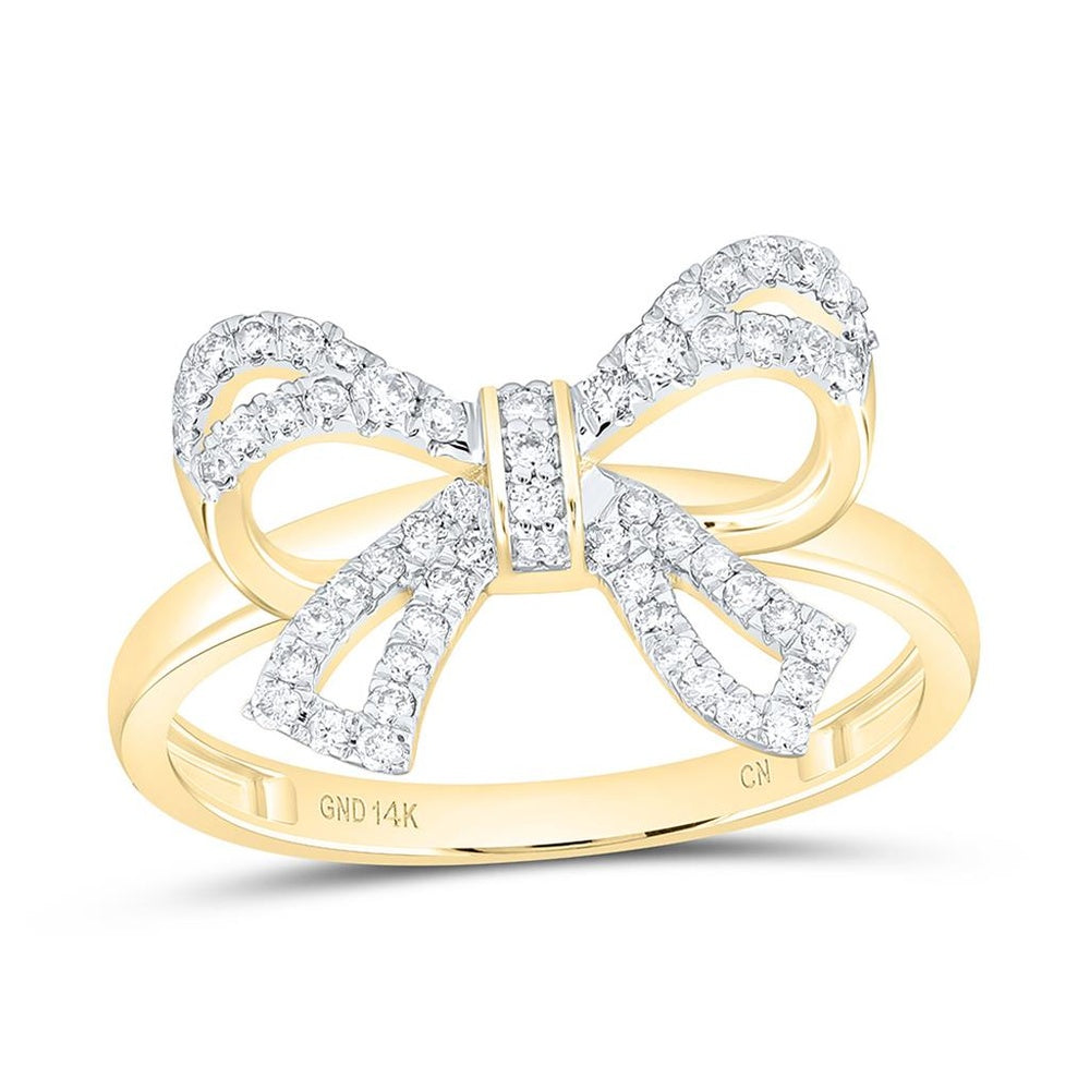 Yellow Gold Round Diamond Ring - 1/3 Carat Total Diamond Weight