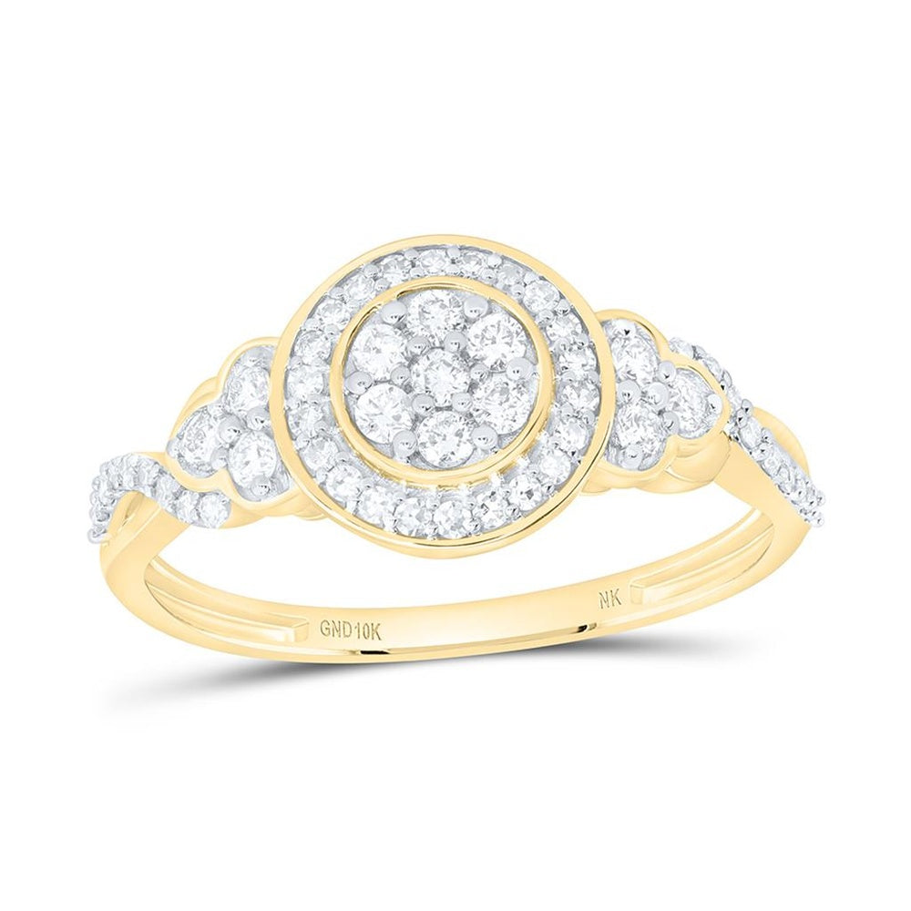 Yellow Gold Round Diamond Ring - 1/3 Carat Total Diamond Weight
