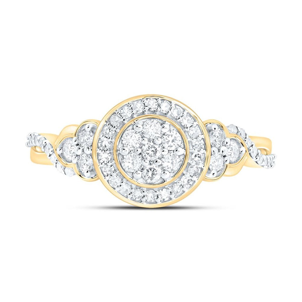 Yellow Gold Round Diamond Ring - 1/3 Carat Total Diamond Weight