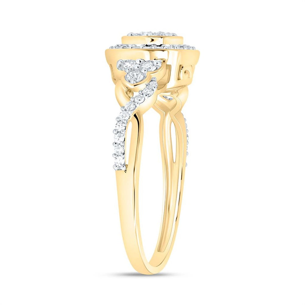 Yellow Gold Round Diamond Ring - 1/3 Carat Total Diamond Weight