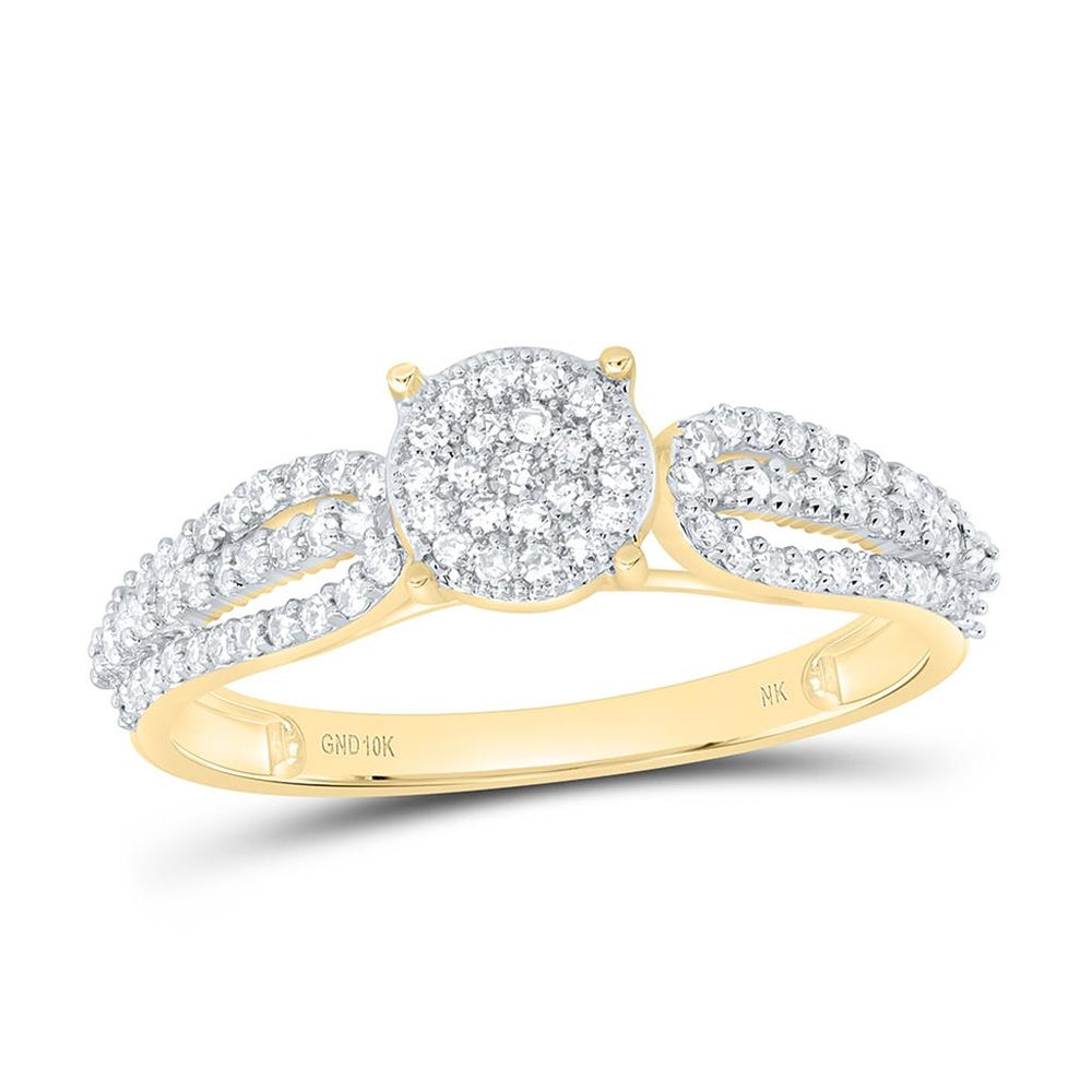 Yellow Gold Round Diamond Ring - 1/3 Carat Total Diamond Weight