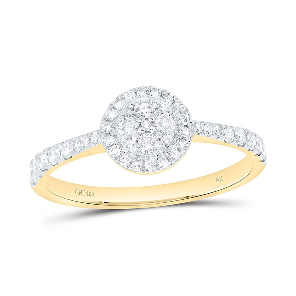 Yellow Gold Round Diamond Ring - 1/3 Carat Total Diamond Weight