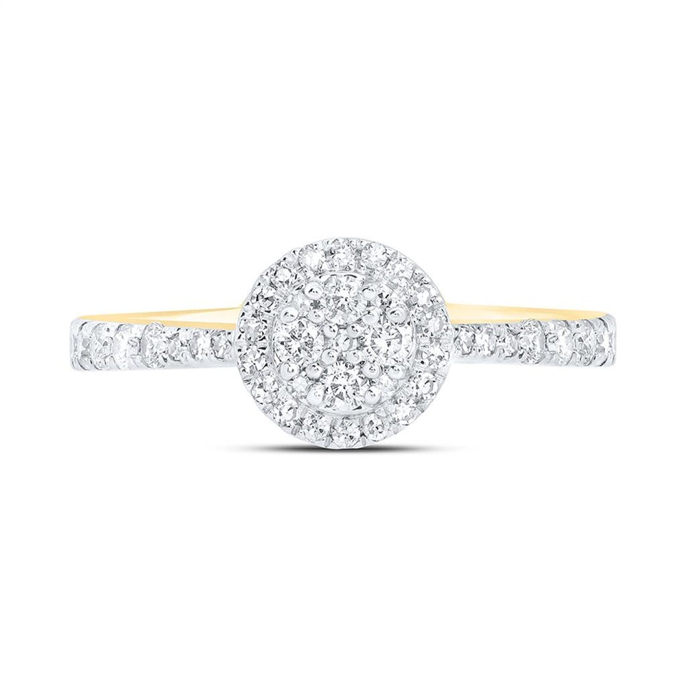 Yellow Gold Round Diamond Ring - 1/3 Carat Total Diamond Weight