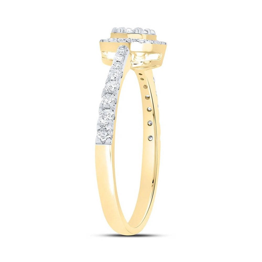 Yellow Gold Round Diamond Ring - 1/3 Carat Total Diamond Weight