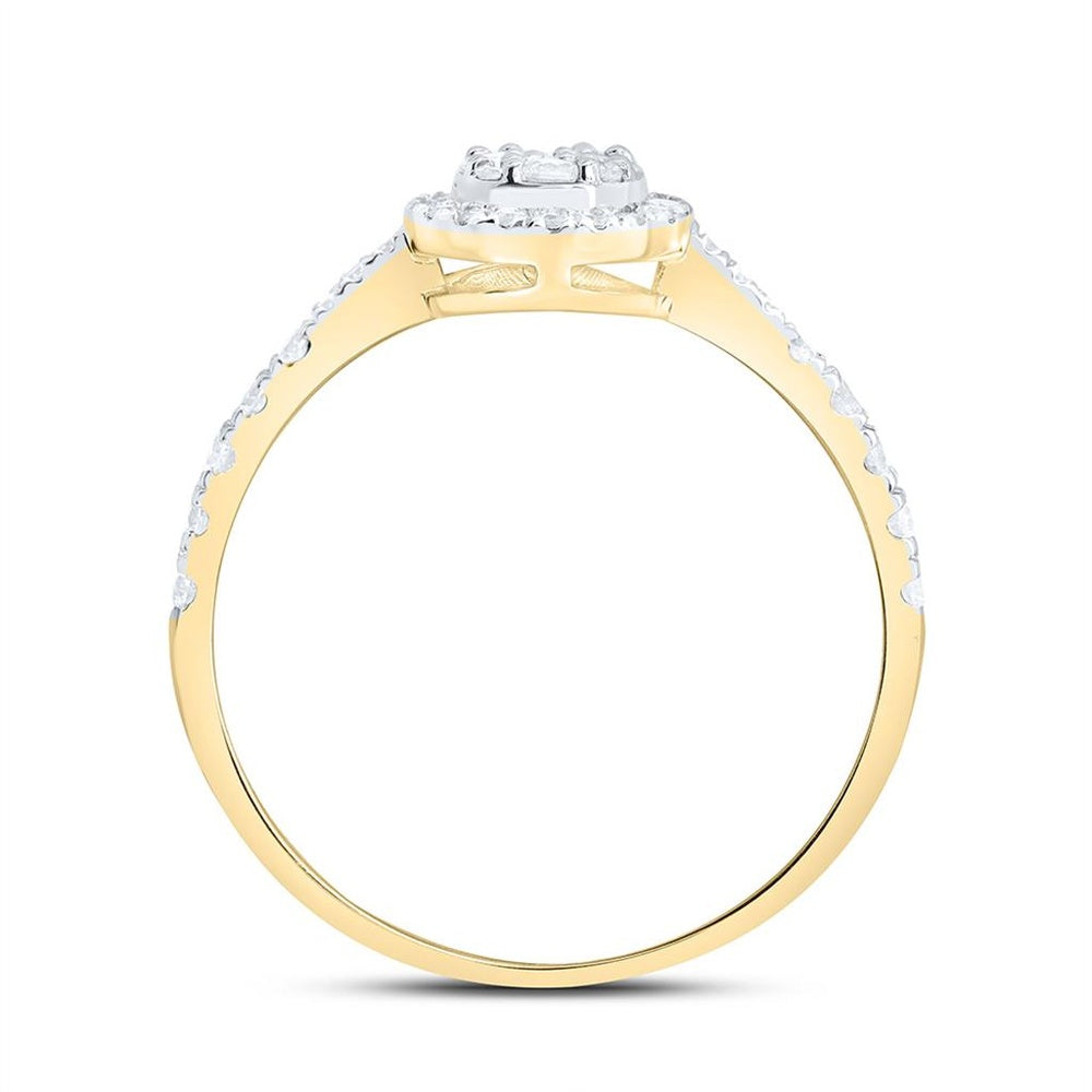 Yellow Gold Round Diamond Ring - 1/3 Carat Total Diamond Weight