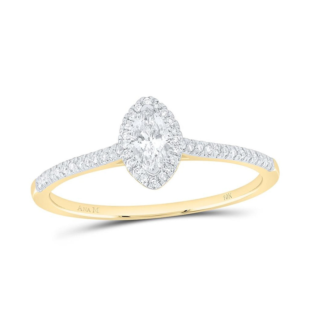 Yellow Gold Round Diamond Ring - 1/3 Carat Total Diamond Weight